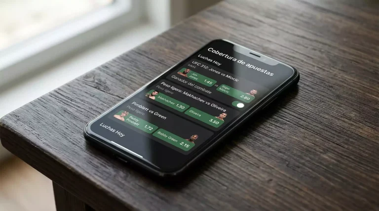 Pantalla de operador de apuestas mostrando cuotas de un combate de MMA con múltiples mercados abiertos